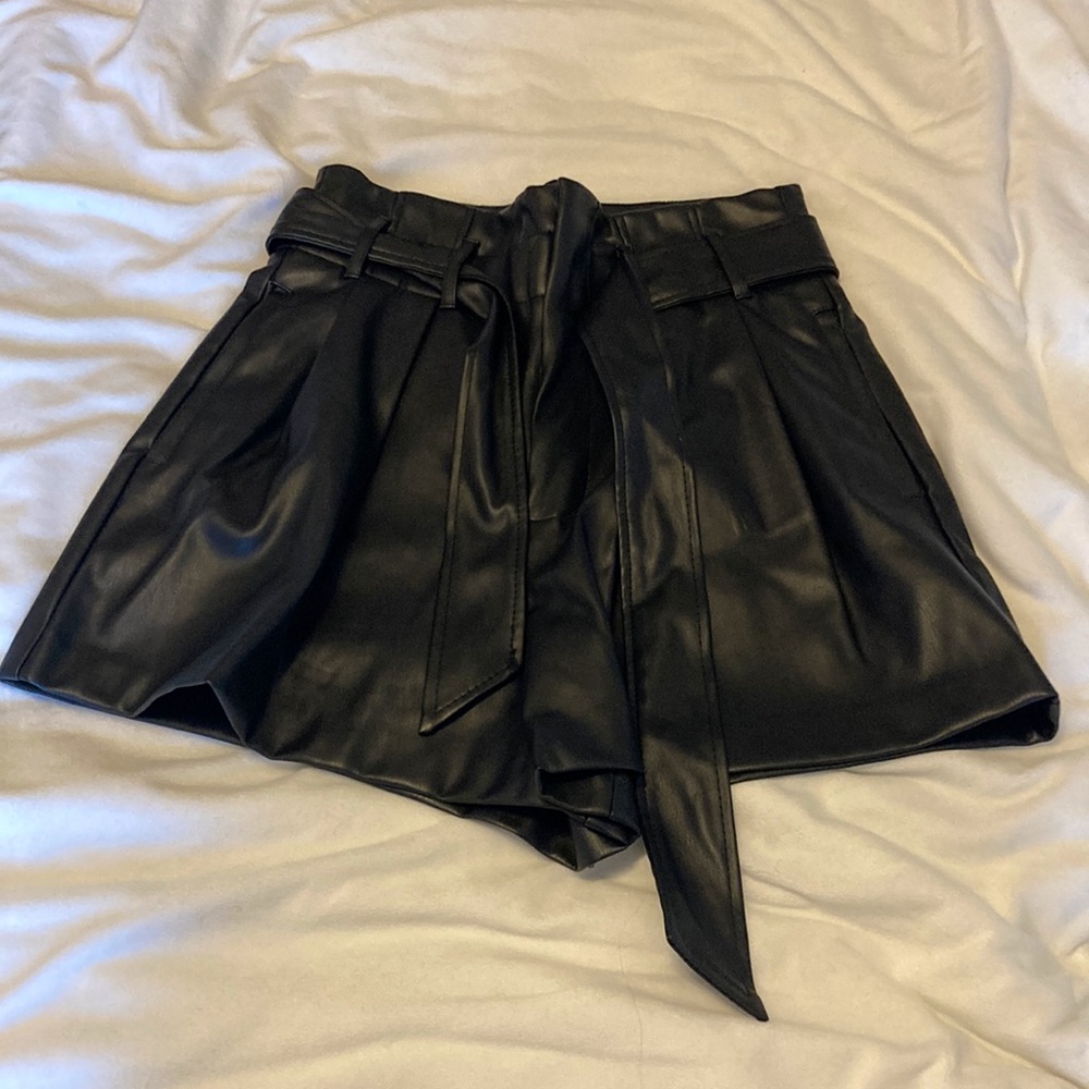 Zara High Waisted Leather Shorts